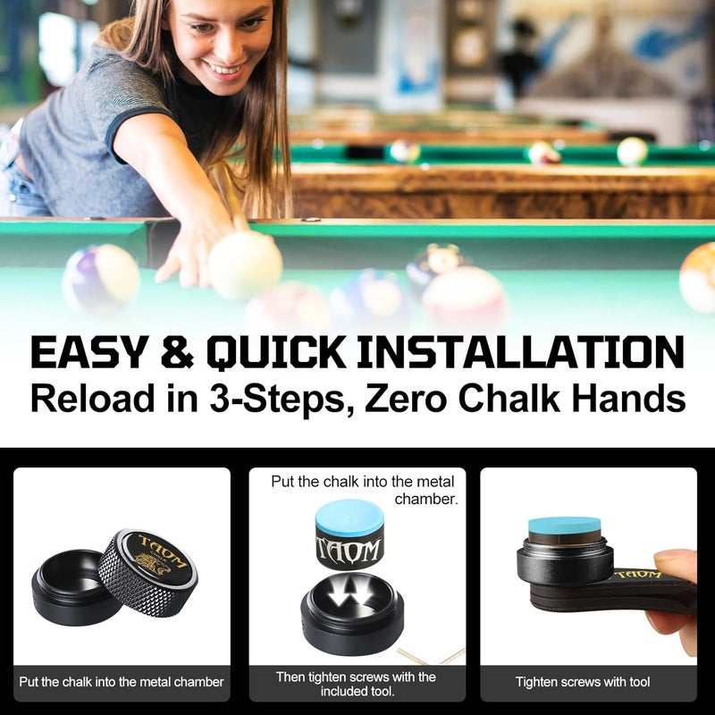 Banly TAOM Round Shaped Pool Chalk Holder, Portable Pool Chalk Cubes, Magnetic Mini Chalk Holder Pool Billiards, Pool Cue Chalk Case Container Box for Billiard Cue Tip Tool Pool Table Snooker Accessories - Image 4